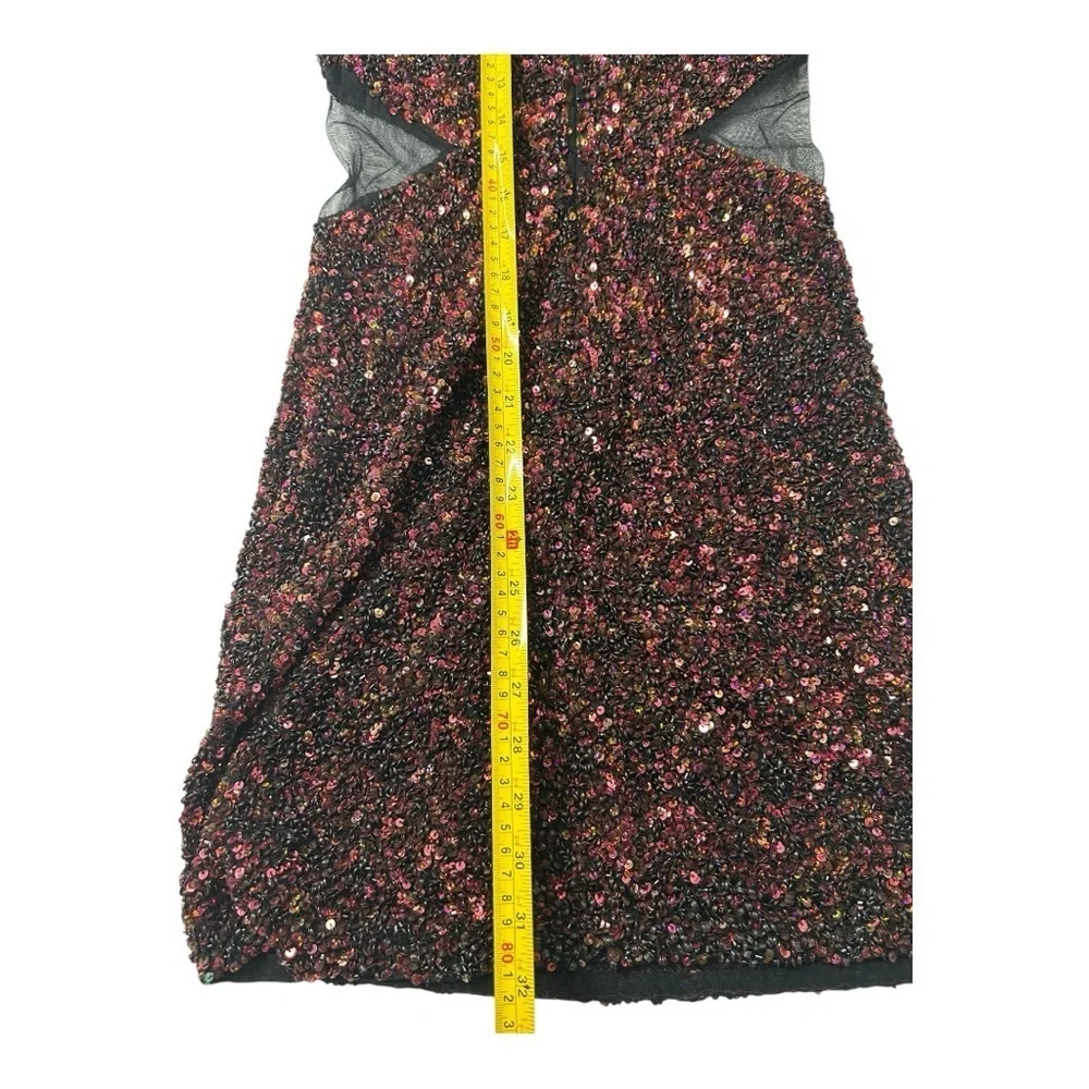 Parker Women’s Burgundy and Black Stretchy Sequin Mini Dress Size 2 new no tags - Picture 11 of 15
